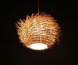 "Handwoven Rattan Pendant Light, Bird Nest Ceiling Decor Lighting Fixture, Width 9.4""x6.6"