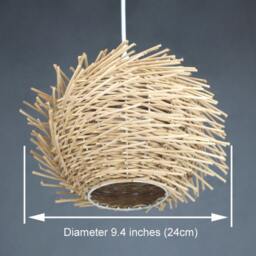 "Handwoven Rattan Pendant Light, Bird Nest Ceiling Decor Lighting Fixture, Width 9.4""x6.6" - thumbnail 2