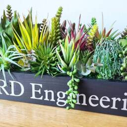 Faux Succulent Planter Artificial Foliage Wooden Centrepiece, Natural Modern Home Decor - thumbnail 4