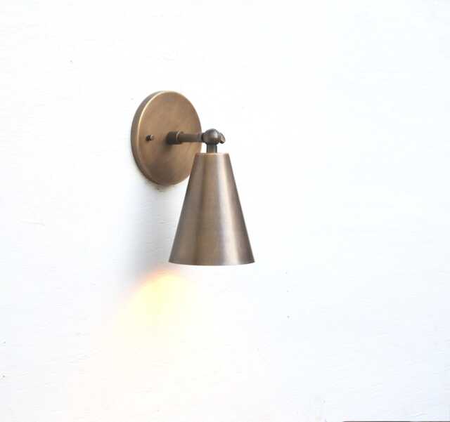 Brass Wall Sconce Light, Modern Brass Mid Century Wall Sconce Aged Ul Listed, No.0396 - image 1