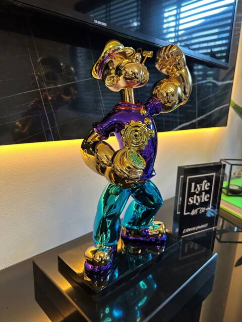 Popeye Sculpture Chrome Finish, Modern Pop Art - image 1