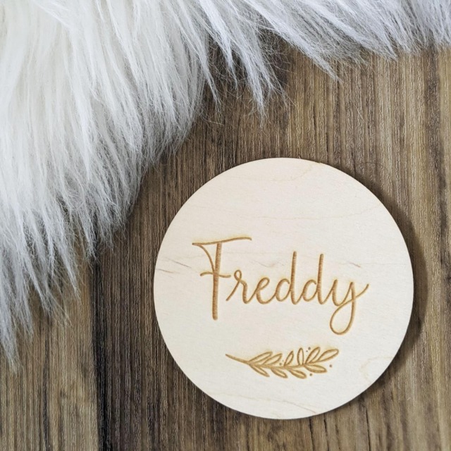 Personalised Name Wooden Disc Engraving - Engrave Your On Wood Custom Made Gift Baby Flat Lay Laser Engraved - image 1