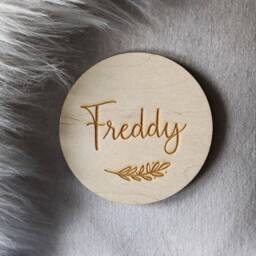 Personalised Name Wooden Disc Engraving - Engrave Your On Wood Custom Made Gift Baby Flat Lay Laser Engraved - thumbnail 2
