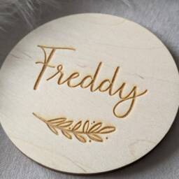 Personalised Name Wooden Disc Engraving - Engrave Your On Wood Custom Made Gift Baby Flat Lay Laser Engraved - thumbnail 3
