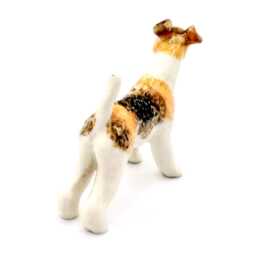 Miniature Ceramic Fox Terrier Dog Standing Animal Little White Yellow Black Figurine Small Statue Decoration Collectible Hand Painted Figure - thumbnail 3