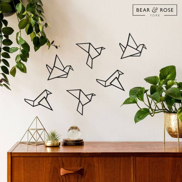 Origami Birds Wall Decor Wood Art, Set Of 6 - image 1