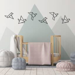 Origami Birds Wall Decor Wood Art, Set Of 6 - thumbnail 2