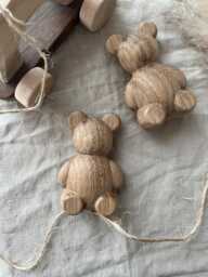 Bear Figurine Handmade From Oak Wood, Size 9 cm, Nursery Decor Or Toy