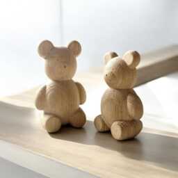 Bear Figurine Handmade From Oak Wood, Size 9 cm, Nursery Decor Or Toy - thumbnail 2