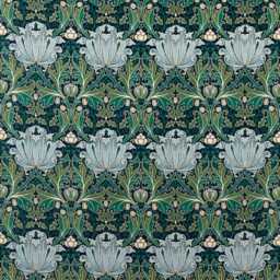 Morris & Co Helena Velvet Door Curtain Indigo Boughs - thumbnail 2