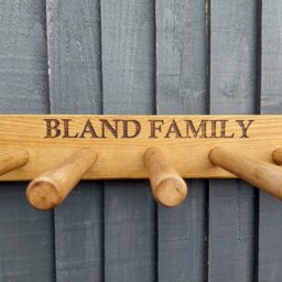 Personalised Welly Wellington Wellies Wooden Rack Boot Holder Wall Mounted-Waxed - thumbnail 2
