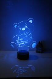 Personalised Led Lamp - Valentine's Day Teddy Customised Acrylic Sign Night Light Gift Anniversary