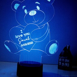 Personalised Led Lamp - Valentine's Day Teddy Customised Acrylic Sign Night Light Gift Anniversary - thumbnail 2