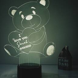 Personalised Led Lamp - Valentine's Day Teddy Customised Acrylic Sign Night Light Gift Anniversary - thumbnail 3