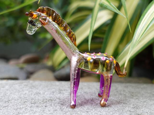 Giraffe Miniature Figurines Animals Hand Painted Blown Glass Art Collectible Gift Decorate, Multi-Green - image 1