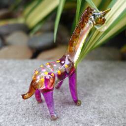 Giraffe Miniature Figurines Animals Hand Painted Blown Glass Art Collectible Gift Decorate, Multi-Green - thumbnail 4
