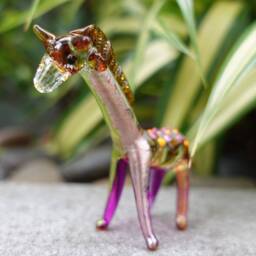 Giraffe Miniature Figurines Animals Hand Painted Blown Glass Art Collectible Gift Decorate, Multi-Green - thumbnail 2