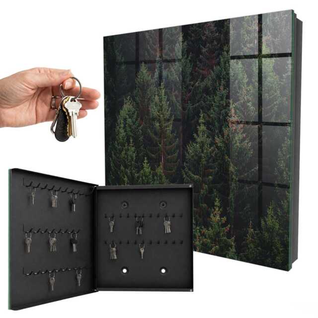 Green Forest Wall Mounted Key Cabinet, Box For Home, Painterly Nature, Nature Lovers - image 1