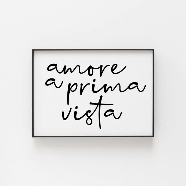 Amore A Prima Vista Print - Italian Love Quote Wall Art, Romantic Minimalist Poster, Wedding Or Anniversary Gift, Valentine's Day D??cor - image 1