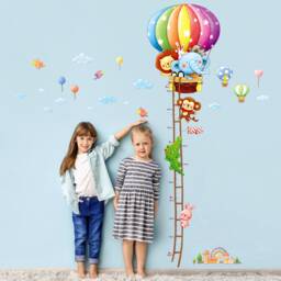 Decowall Animal Growth Chart Wall Art Prints - Hot Air Balloon Height Stickers For Kids Room Or Nursery Decor - Sg2-1606
