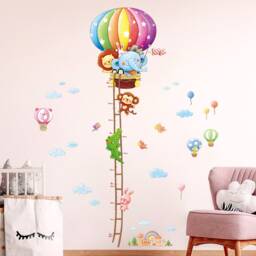 Decowall Animal Growth Chart Wall Art Prints - Hot Air Balloon Height Stickers For Kids Room Or Nursery Decor - Sg2-1606 - thumbnail 2