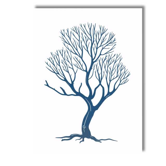 Minimalist Navy Winter Tree Branch Silhouette Artwork Canvas Wall Art Print Decor Picture Ready To Hang - image 1