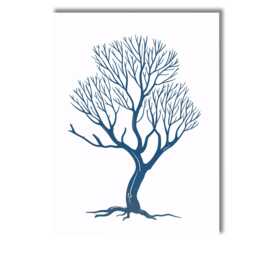 Minimalist Navy Winter Tree Branch Silhouette Artwork Canvas Wall Art Print Decor Picture Ready To Hang - thumbnail 1