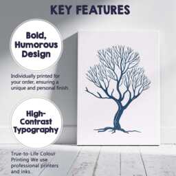 Minimalist Navy Winter Tree Branch Silhouette Artwork Canvas Wall Art Print Decor Picture Ready To Hang - thumbnail 2