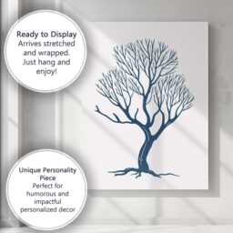 Minimalist Navy Winter Tree Branch Silhouette Artwork Canvas Wall Art Print Decor Picture Ready To Hang - thumbnail 3