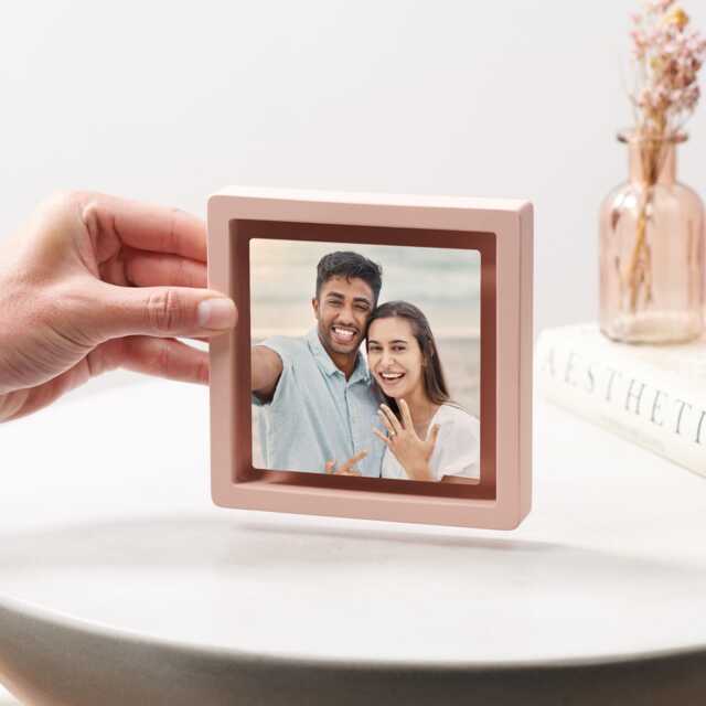 Engagement Gift Floating Magnetic Photo Frame - image 1