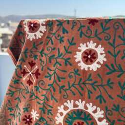 Handmade Boho Velvet Suzani Quilt - Ethnic Embroidery Blanket - thumbnail 2