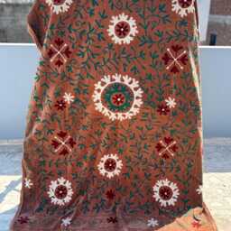 Handmade Boho Velvet Suzani Quilt - Ethnic Embroidery Blanket - thumbnail 3