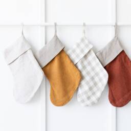 Christmas Linen Stockings. Natural Linen Handmade Stocking Gift For Chrismas. Zero Waste Decoration - thumbnail 2