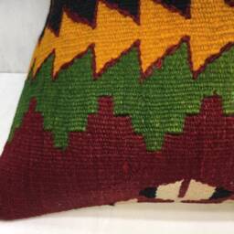Vintage Turkish Kilim Pillow Cover, Handwoven Ethnic Accent Pillow, 20x20 - thumbnail 3
