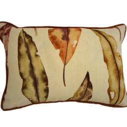Harlequin - Kinina Mandarin/Fig Delicate Watercolour Leaves Cushion Cover Contrast Piped Throw Pillow Designer Home Decor - thumbnail 3