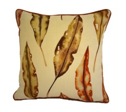 Harlequin - Kinina Mandarin/Fig Delicate Watercolour Leaves Cushion Cover Contrast Piped Throw Pillow Designer Home Decor - thumbnail 1