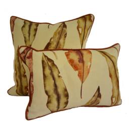 Harlequin - Kinina Mandarin/Fig Delicate Watercolour Leaves Cushion Cover Contrast Piped Throw Pillow Designer Home Decor - thumbnail 2