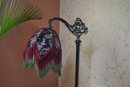 Hand-stitched Jacobean Lampshade Black Floral Silk Shade With Ombre Fringe - Etsy