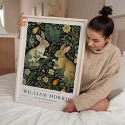 William Morris Print, Art, Exhibition Poster, Woodland Nursery Decor, Bunny Gifts, Rabbit Nature Wall Animal Prints - thumbnail 2