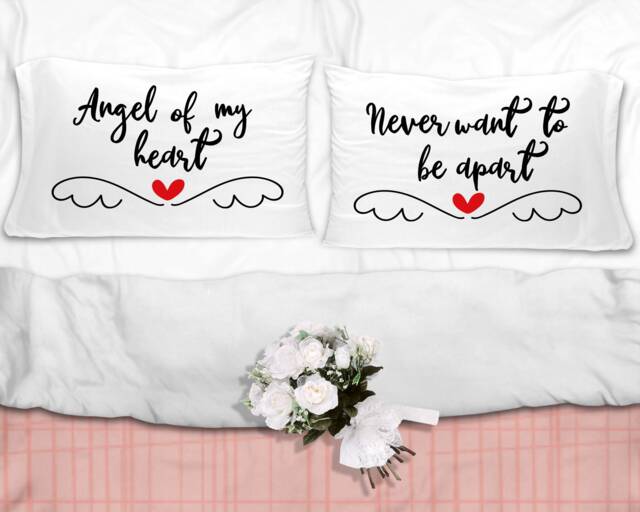 Couples Pillow Cases, Set Of 2 Cases Couple, I Love You Pillow, Pillowcase, Cute Case, Wedding - image 1