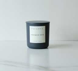 Smoked Oud Coconut Wax Candle, Gray Glass - thumbnail 1