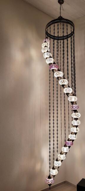21 Ball Mosaic Chandelier, Mosaic Chandelier, Morocco Lantern, Chandelier Lighting, Turkish Light, Hanging Lamp, Morocco Lighting, Turkey Lamp - image 1