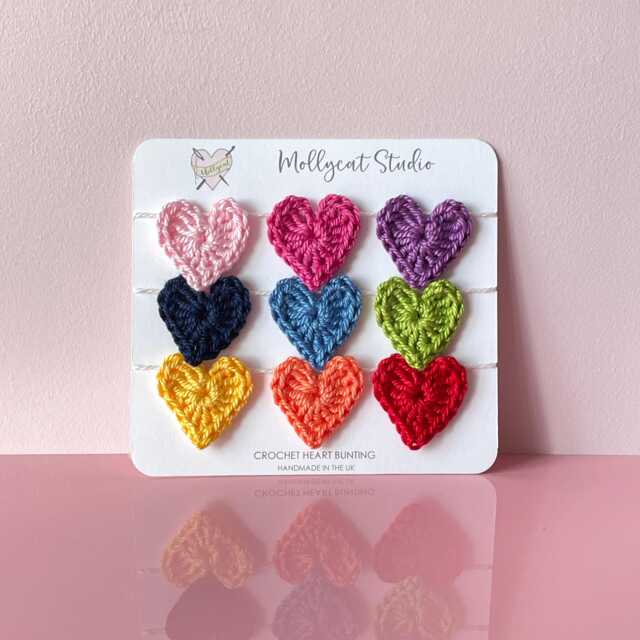 Rainbow Crochet Heart Mini Bunting - 1 Metre Long - Crochet Gift - image 1