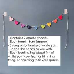 Rainbow Crochet Heart Mini Bunting - 1 Metre Long - Crochet Gift - thumbnail 3