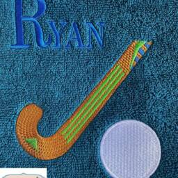 Personalised Hockey Towel, Embroidered Name & Stick - thumbnail 3