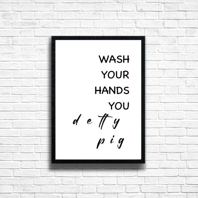 Funny Bathroom Art Print Wash Your Hands - Toilet Humor Decor - image 1