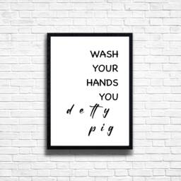 Funny Bathroom Art Print Wash Your Hands - Toilet Humor Decor - thumbnail 1