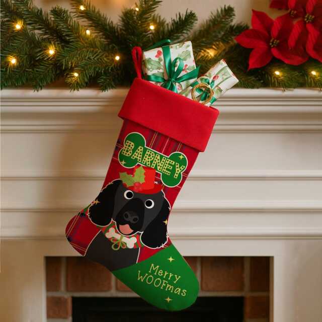 Personalised Dog Christmas Stocking Black Cocker Spaniel Xmas Treat Sack New Puppy Bag Festive Hanging Toys Storage Boot Pets Esd17 - image 1