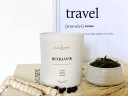 Reykjavik Soy Wax Candle, Juniper Seaweed White Tea Scent, 7.7Oz, Iceland Memory, Minimalistic - thumbnail 1