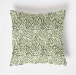 Handmade William Morris Willow Leaves Cotton Cushion Modern Green Accent Throw Pillow - thumbnail 1